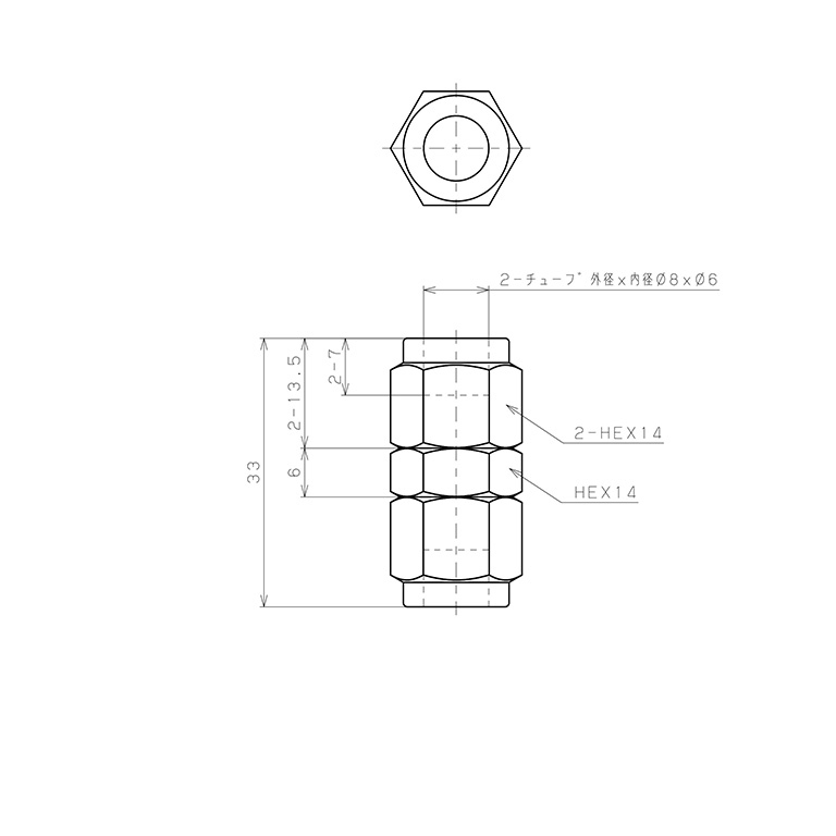 Bản vẽ kỹ thuật Đầu Ngạnh Nối Ống Có Đai Ốc Xiết Dạng Thẳng Thân Lục Giác Pisco NSU0860