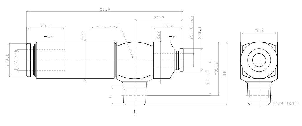 Bản vẽ kỹ thuật Bộ Tạo Chân Không Dòng VM - VC Pisco VCE20-N2-5/16CJ