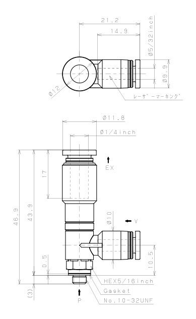 Bản vẽ kỹ thuật Bộ Tạo Chân Không Dòng VH - VS Pisco VHL05-5/32U10JU