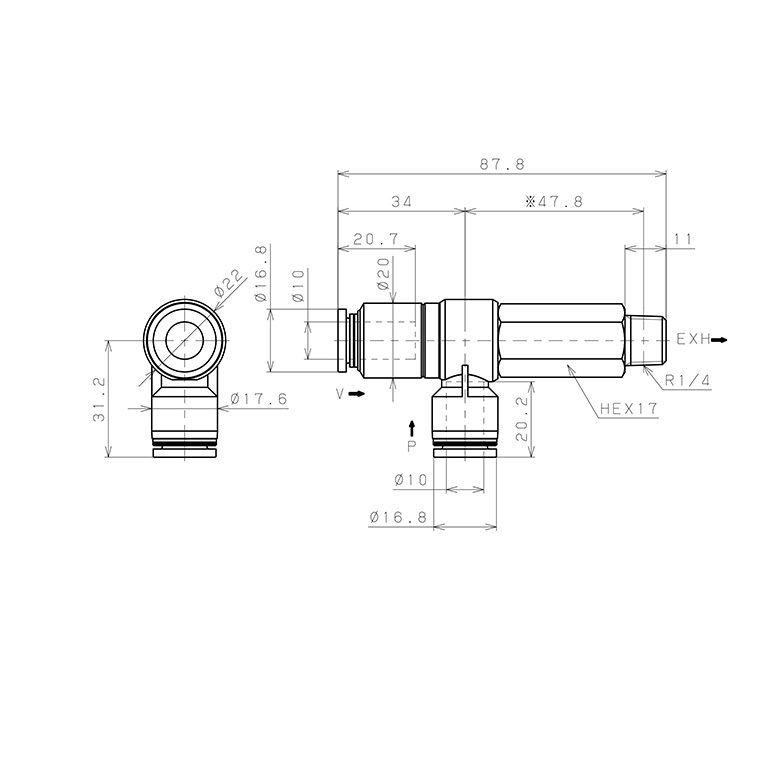 Bản vẽ kỹ thuật Bộ Tạo Chân Không Dòng VRL Pisco VRL100-101002
