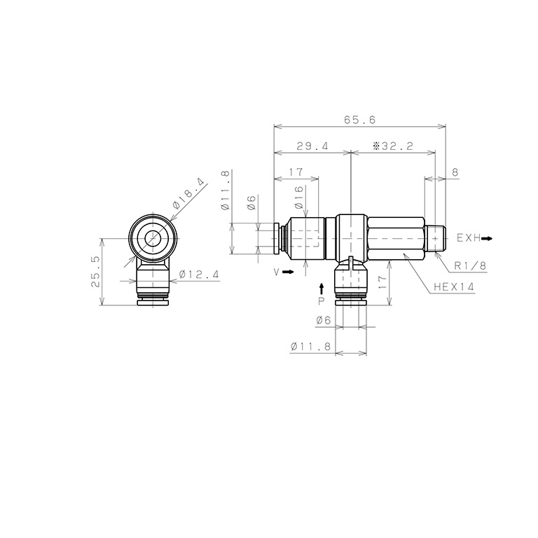 Bản vẽ kỹ thuật Bộ Tạo Chân Không Dòng VRL Pisco VRL50-060601