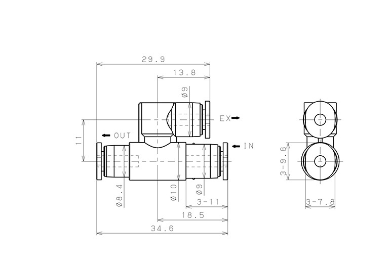 Bản vẽ kỹ thuật Van Xả Nhanh Khí Nén Pisco EQY-3