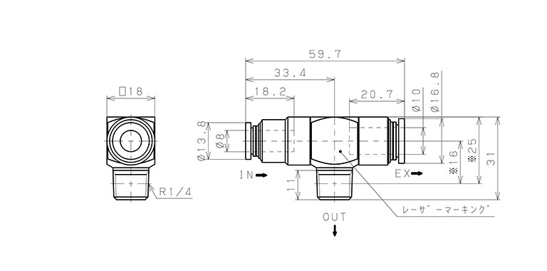 Bản vẽ kỹ thuật Van Xả Nhanh Khí Nén Pisco EQ02-C08P02C10