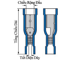 Bản vẽ kỹ thuật Đầu Cosse Viên Đạn Cái Cách Điện 1.5-2.5mm2 KST Màu Xanh Dương FRD2-156