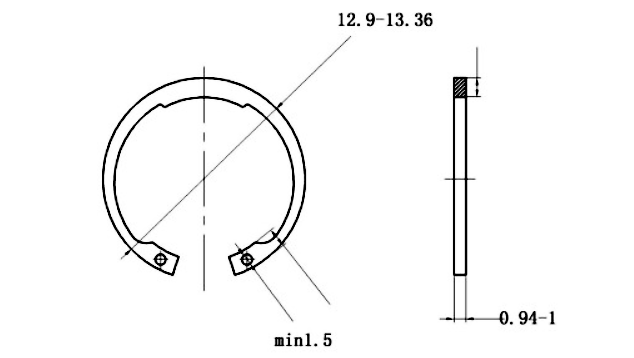 Bản vẽ kỹ thuật Phe Gài Lỗ Thép 65Mn DIN472 D12x1.0