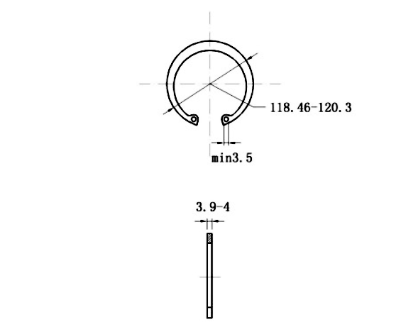 Bản vẽ kỹ thuật Phe Gài Lỗ Thép 65Mn DIN472 D112x4.0