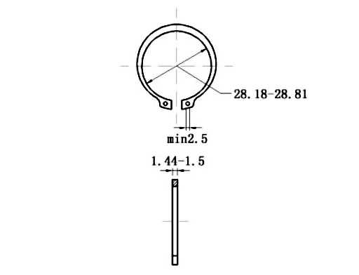 Bản vẽ kỹ thuật Phe Gài Trục Inox 420 DIN471 D31x1.5 (5Cái/Bịch)