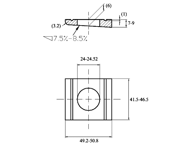 Bản vẽ kỹ thuật Lông Đền Vuông Thép Mạ Kẽm DIN434 M22
