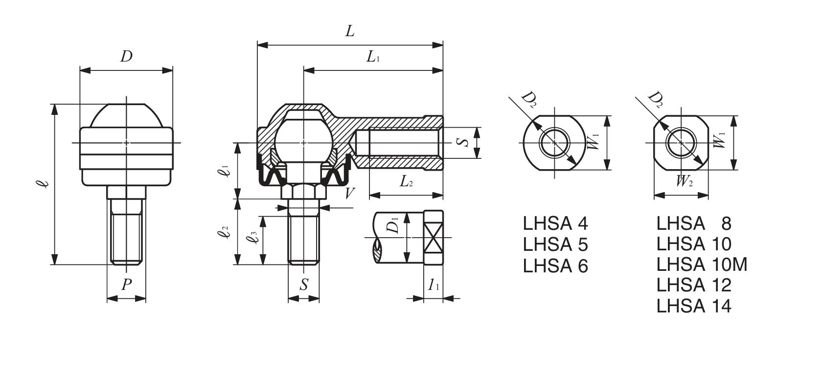 Bản vẽ kỹ thuật Vòng Bi Mắt Trâu 2 Ren Trong Và Ngoài M6x1 IKO LHSA 6