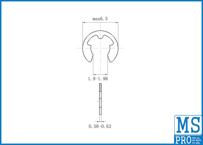 Bản vẽ kỹ thuật Phe Gài Trục Chữ E Inox 420 D2.3