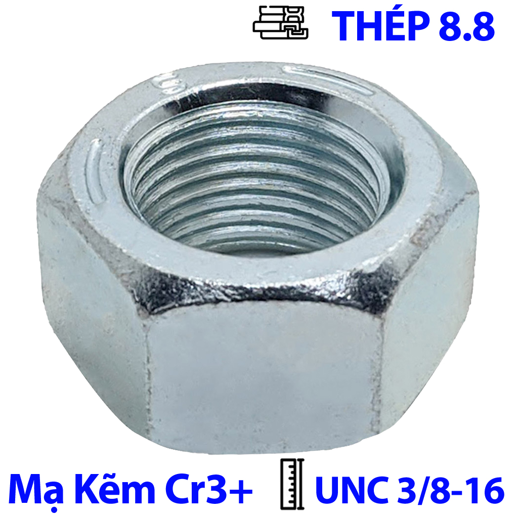 Tán Thép Mạ Kẽm Trắng Cr3+ GR 5 UNC 3/8-16