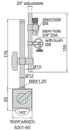 Bản vẽ kỹ thuật Đế Từ 60kgf INSIZE 6201-60