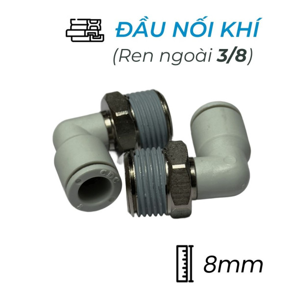Đầu Nối Nhanh Khí Nén Cong Ø8mm - Ren Ngoài 3/8" CDC MPL 0803N-W (Màu Trắng)