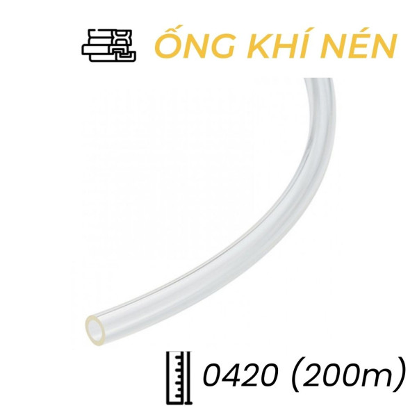 Dây Hơi Khí Nén PU Phi 4 Màu Trong Suốt OD4 x ID2 mm CDC PU 0420 (200m)