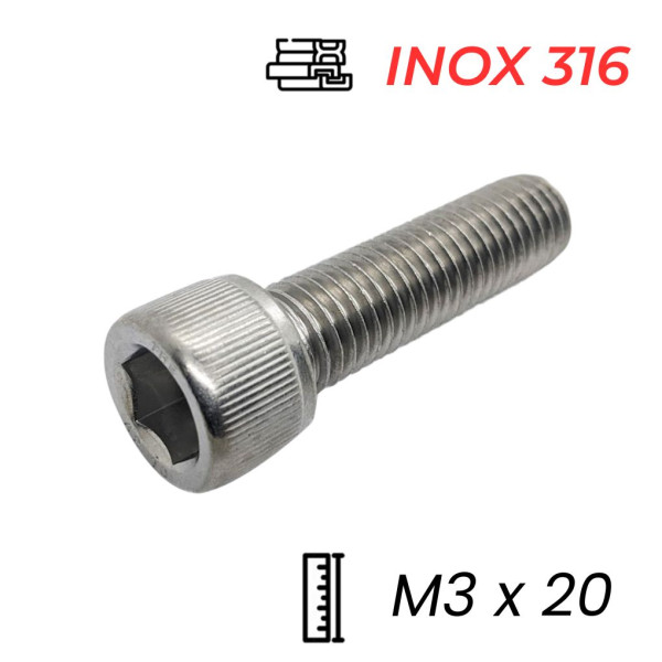 Lục Giác Chìm Đầu Trụ Inox 316 DIN912 M3x20
