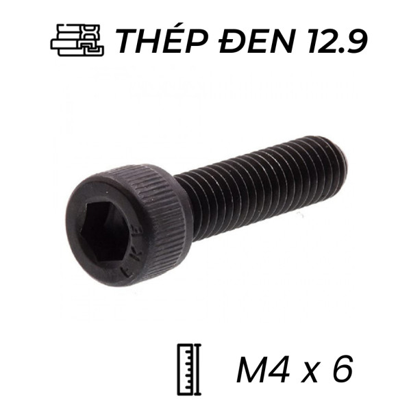 Lục Giác Chìm Đầu Trụ Thép Đen 12.9 DIN912 M4x6