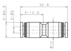Bản vẽ kỹ thuật Đầu Nối Nhanh Khí Nén Thẳng Phi 4mm Pisco PU4