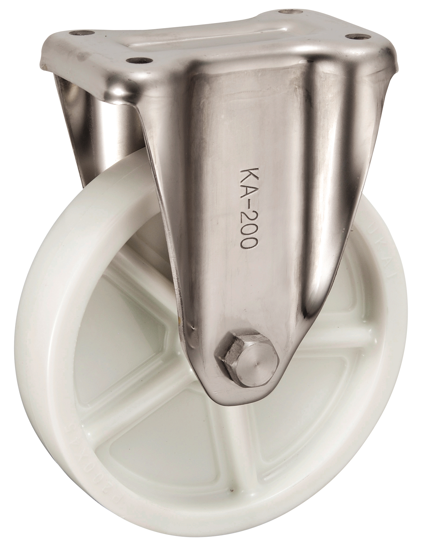 Bánh Xe Nylon Càng Inox Cố Định Không Phanh D200 UKAI PBDKA-200