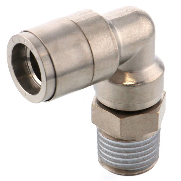 Đầu Nối Nhanh Khí Nén Cong 90° Phi 8mm Ren Ngoài R1/4 Pisco KL8-02