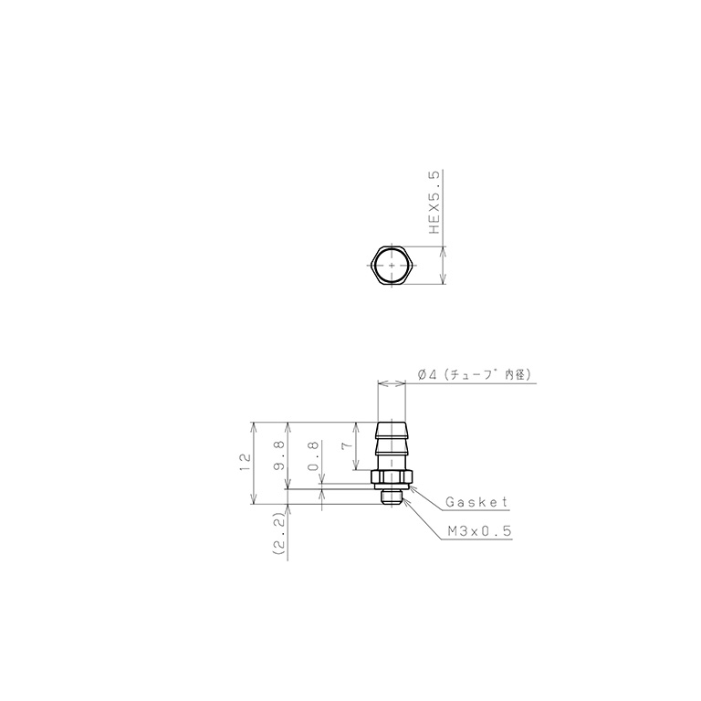 Bản vẽ kỹ thuật Đầu Ngạnh Nối Ống Dạng Thẳng Thân Lục Giác Ren Ngoài Pisco LC-0640-M3-C