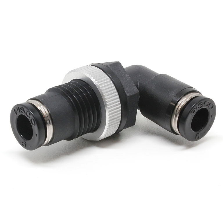 Đầu Nối Nhanh Khí Nén Cong 90° Ren Ngoài Lắp Kẹp Vách Pisco PML6-UC