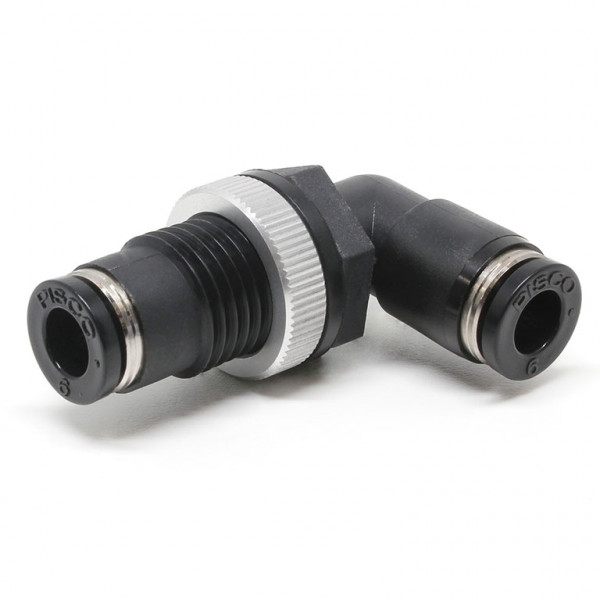Đầu Nối Nhanh Khí Nén Cong 90° Ren Ngoài Lắp Kẹp Vách Pisco PML6-UC