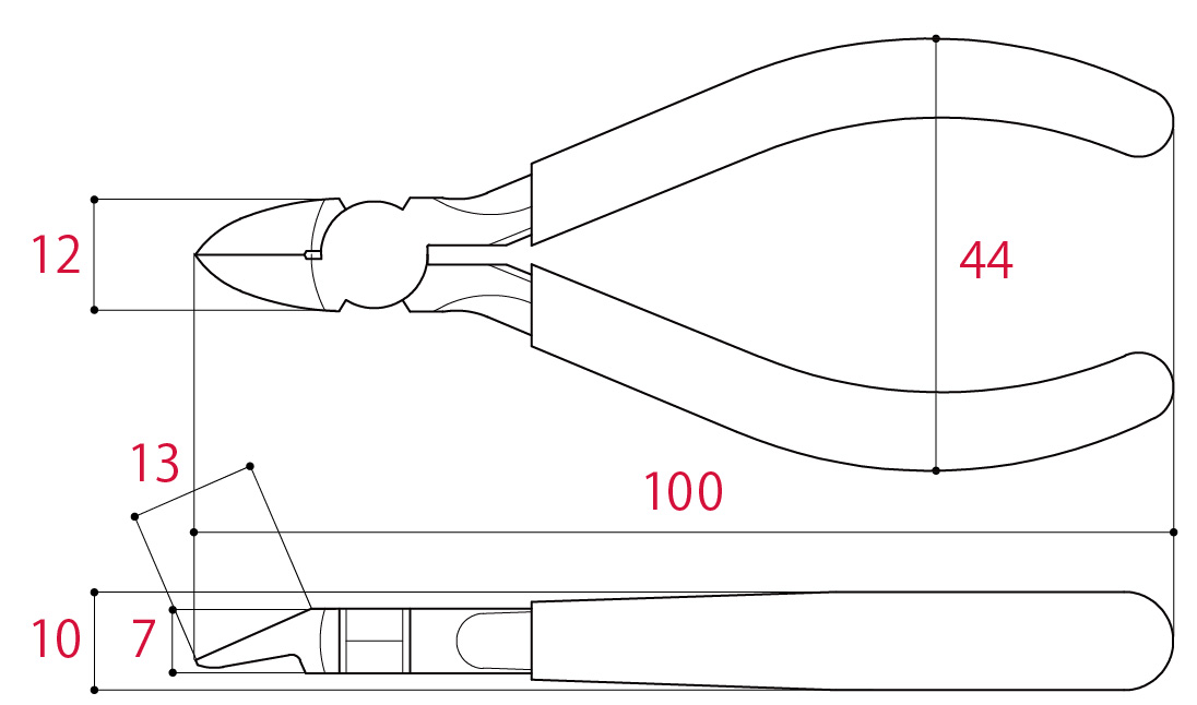 Bản vẽ kỹ thuật Kìm Cắt Nhựa 102mm Tsunoda PN-100