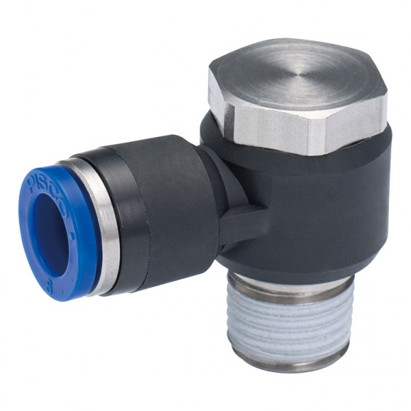 Đầu Nối Nhanh Khí Nén Cong 90° Đầu Lục Giác Trụ Ren Ngoài Pisco SPH4-01