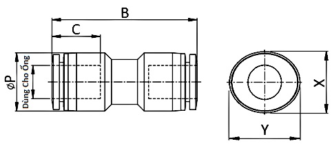 Bản vẽ kỹ thuật Đầu Nối Khí Thẳng SANG-A GPUC06