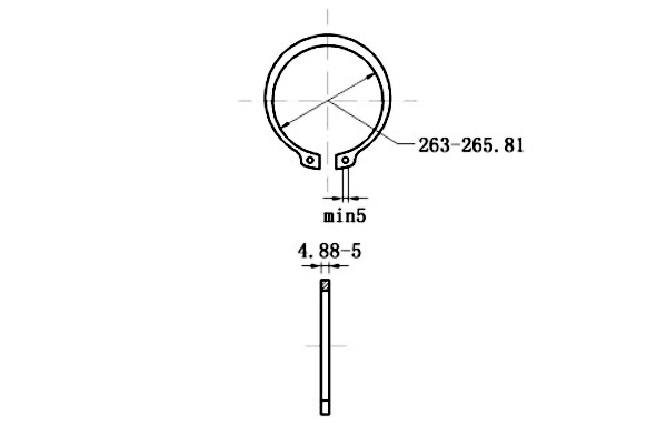 Bản vẽ kỹ thuật Phe Gài Trục Thép 65Mn DIN471 D280x5.0