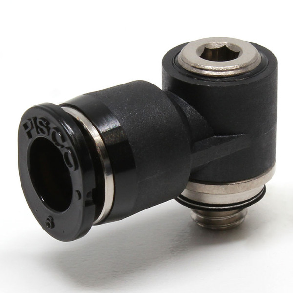 Đầu Nối Nhanh Khí Nén Dạng Cong 90° Đầu Lục Giác Chìm Ren Ngoài Pisco POL6-M5M