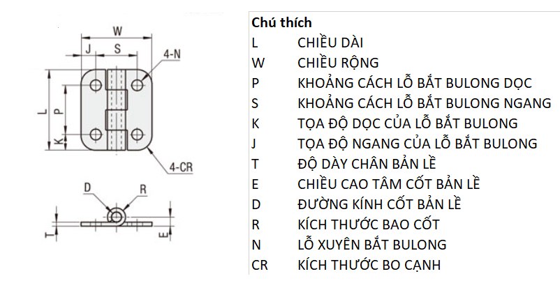 Bản vẽ kỹ thuật Bản Lề Lá Inox 304 Đánh Xước (SHHPSK5-2) L 41 mm