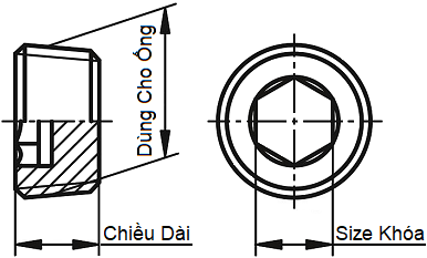 Bản vẽ kỹ thuật Ốc Nhét Nước Lục Giác Thép Đen Ren PT 1