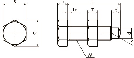 Bản vẽ kỹ thuật Bulong Dừng Kèm Tán Mạ Đen Đuôi Bầu M12x60 NBK Dòng SSB A