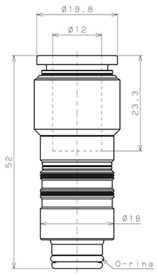 Bản vẽ kỹ thuật Thân Đầu Nối Nhanh Ống Dẫn Điều Khiển Nhiệt Độ Khuôn Đúc Dạng Thẳng, Có Van Tự Ngắt Pisco ASC10-12P