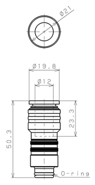 Bản vẽ kỹ thuật Thân Đầu Nối Nhanh Ống Dẫn Điều Khiển Nhiệt Độ Khuôn Đúc Dạng Thẳng Pisco AKC10-12P
