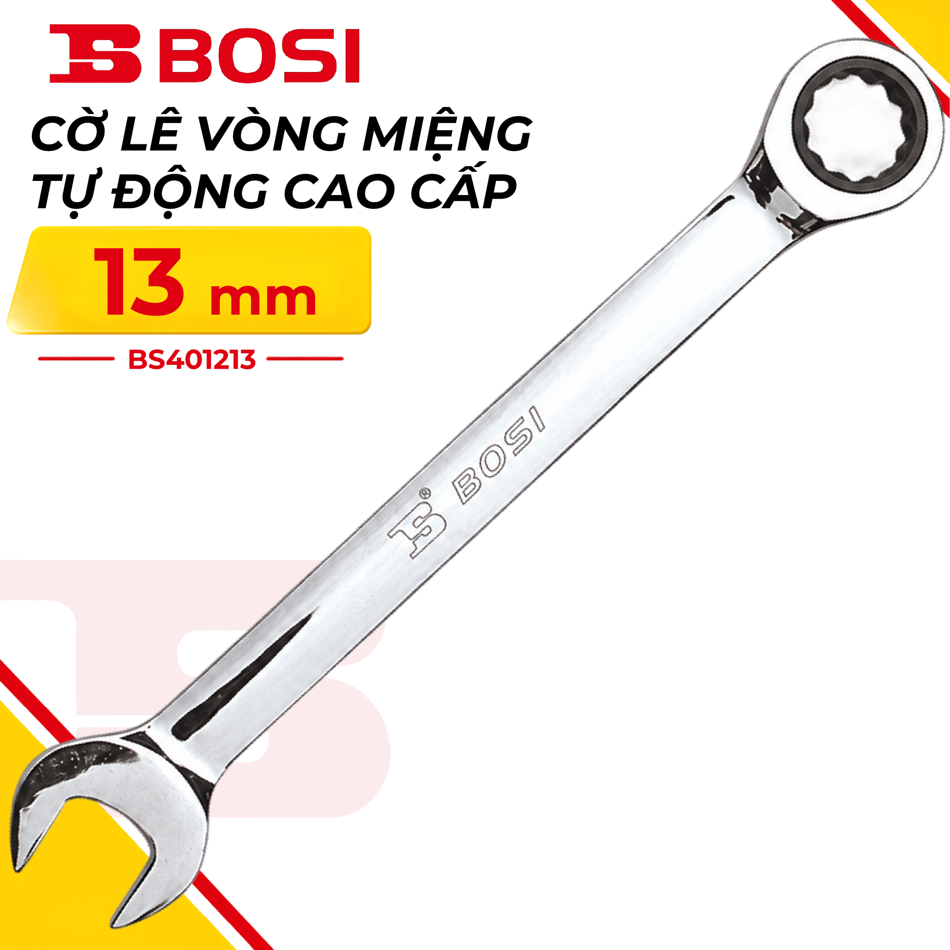 Cờ Lê Vòng Miệng Tự Động Cao Cấp 13 mm Bosi BS401213