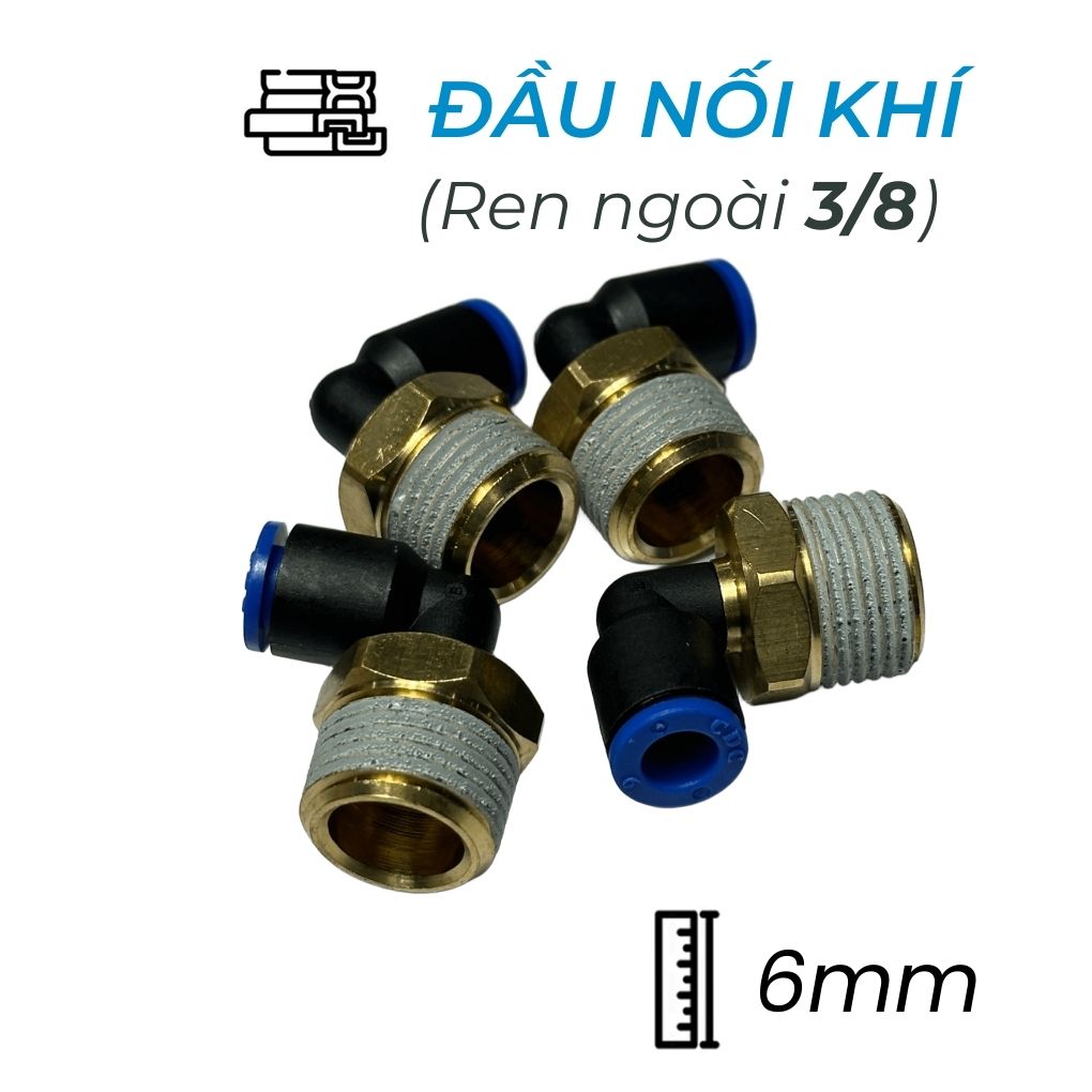 Đầu Nối Nhanh Khí Nén Cong Ø6mm - Ren Ngoài 3/8" CDC MPL 0603 (Màu Đen)