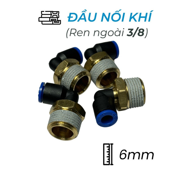 Đầu Nối Nhanh Khí Nén Cong Ø6mm - Ren Ngoài 3/8" CDC MPL 0603 (Màu Đen)