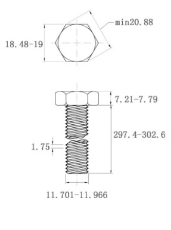 Bản vẽ kỹ thuật Bulong Inox 304 DIN933 M12x300