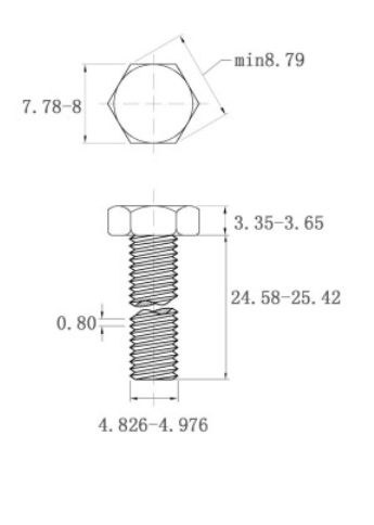 Bản vẽ kỹ thuật Bulong Thép Đen 8.8 DIN933 M5x25