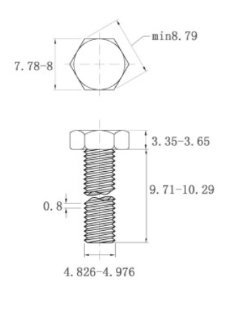 Bản vẽ kỹ thuật Bulong Inox 316 DIN933 M5x10