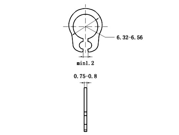 Bản vẽ kỹ thuật Phe Gài Trục Thép 65Mn DIN471 D7x0.8