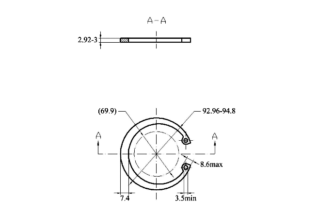 Bản vẽ kỹ thuật Phe Gài Lỗ Thép 65Mn DIN472 D88x3.0