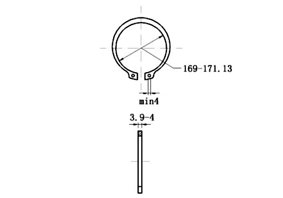 Bản vẽ kỹ thuật Phe Gài Trục Thép 65Mn DIN471 D180x4.0