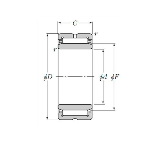 Bản vẽ kỹ thuật Vòng Bi Kim Gia Công Kèm Lồng Trong 25x42x17 mm NTN NTN-NA4905R