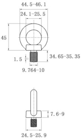 Bản vẽ kỹ thuật Bulong Vòng Thép Mạ Kẽm DIN580 M10x35