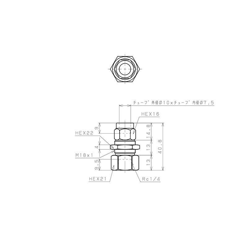 Bản vẽ kỹ thuật Đầu Ngạnh Nối Ống Có Đai Ốc Xiết Dạng Lắp Vách Ren Trong Pisco NKMF1075-02