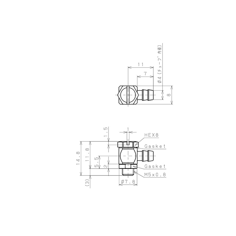 Bản vẽ kỹ thuật Đầu Ngạnh Nối Ống Dạng Cong 90° Thân Lục Giác Ren Ngoài Pisco SLH-0640-M5-C