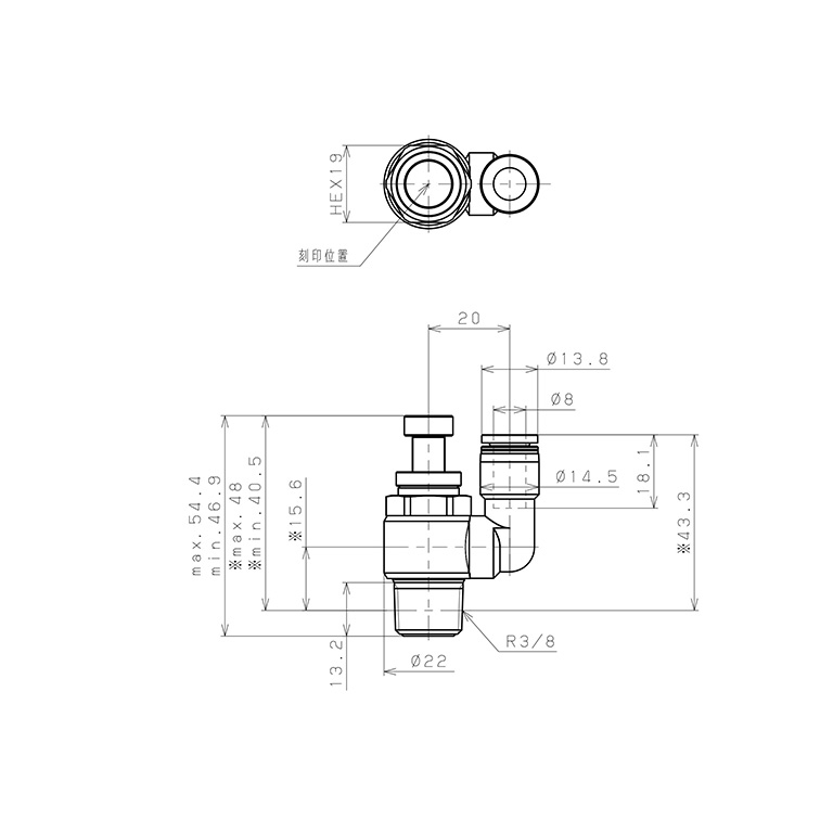 Bản vẽ kỹ thuật Van Tiết Lưu Khí Nén Pisco JSS8-03A-C